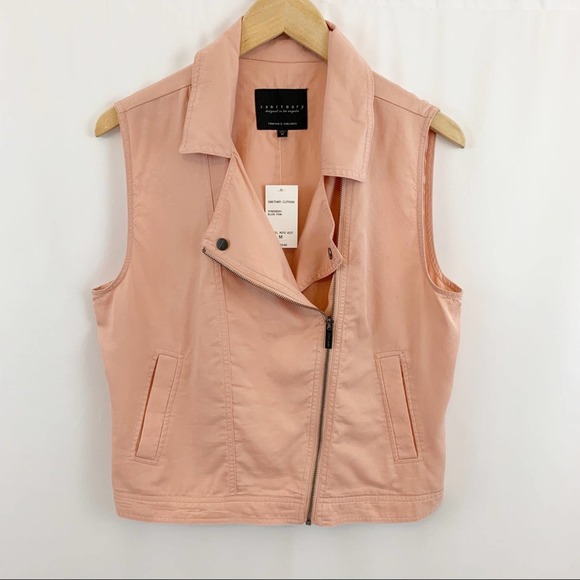 NWT Sanctuary Moto Vest Blush Pink M - Picture 2 of 6
